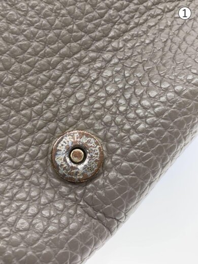 商品画像：ショルダーバッグ/レザー/GRY/無地/25067/内側汚れ/裏側スウェード部状態悪 7