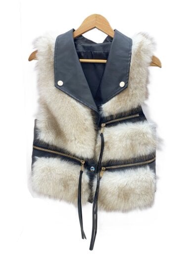 商品画像：フェイクファーラーダースベスト/ベスト/FREE/ポリエステル/BLK/ansun-429 1