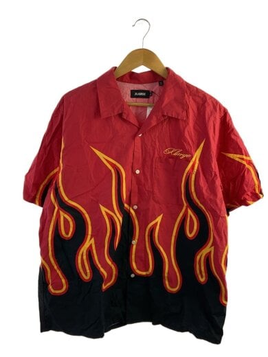 商品画像：半袖シャツ/XL/コットン/RED/ファイヤーパターン 1