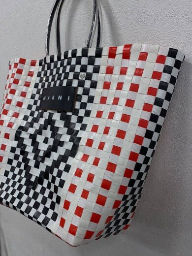 商品画像：カゴバッグ/--/WHT/総柄 2