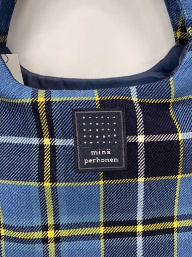 商品画像：エッグバッグ/タータンチェック/トートバッグ/アンゴラ/BLU/チェック 5