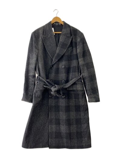 商品画像：チェスターダブルコート/XL/ウール/BLK/チェック/5914/659/80// 1