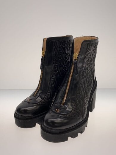 商品画像：Gランバスレザーミッドヒールアンクルブーツ/37/BLK/レザー/602196// 2