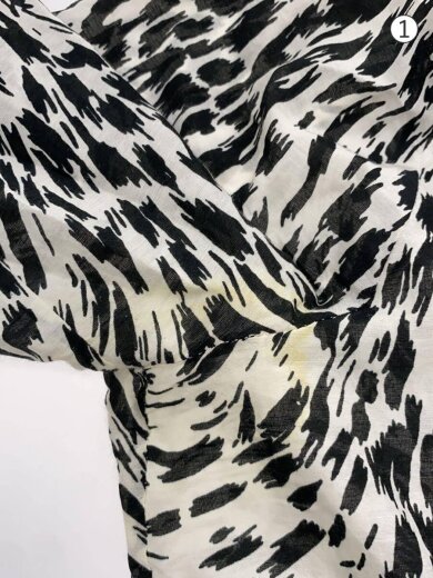 商品画像：シルク混/レオパード柄長袖ブラウス/42/--/WHT// 6