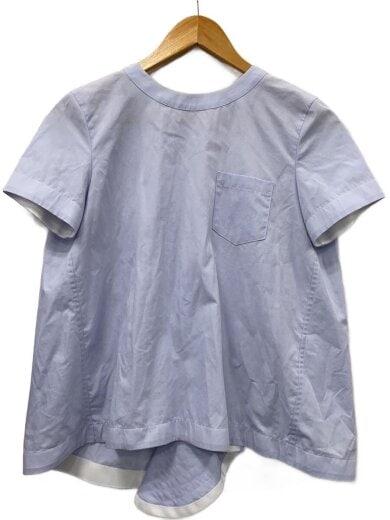 商品画像：Back Zip Peplum Top/半袖ブラウス/1/ポリエステル/BLU/18-03621 1