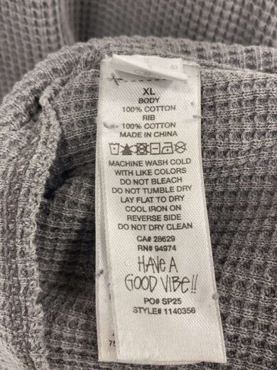 商品画像：BASIC STUSSY THERMAL/XL/コットン/GRY/ロゴ/ワッフル/サーマル// 4