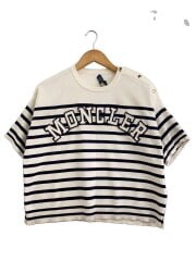 半袖コットンニット/S/コットン/WHT/ボーダー/ロゴ/J10939C00006