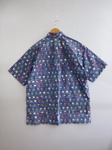 商品画像：半袖シャツ/万国旗柄/XXL/コットン/BLU/総柄 2