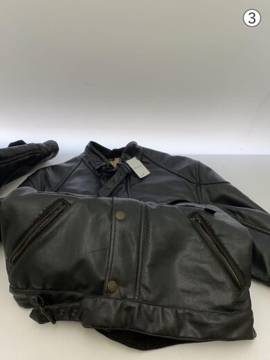 商品画像：レザージャケット・ブルゾン/L/ポリエステル/BLK/全体手かなり劣化有/はがれ有// 9