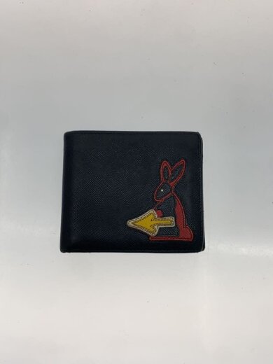 商品画像：2つ折り財布/レザー/BLK/メンズ/使用感有り 2