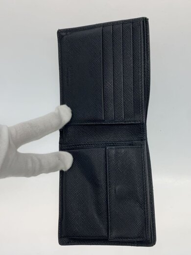 商品画像：2つ折り財布/レザー/BLK/メンズ/使用感有り 4