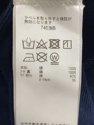 商品画像：パーカー/S/コットン/NVY/無地/7403MB// 5