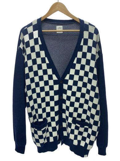 商品画像：カーディガン(薄手)/4/コットン/NVY/チェック 1
