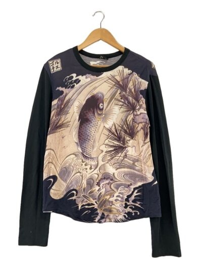 商品画像：和柄/鯉/長袖Tシャツ/--/--/BLK/総柄 1