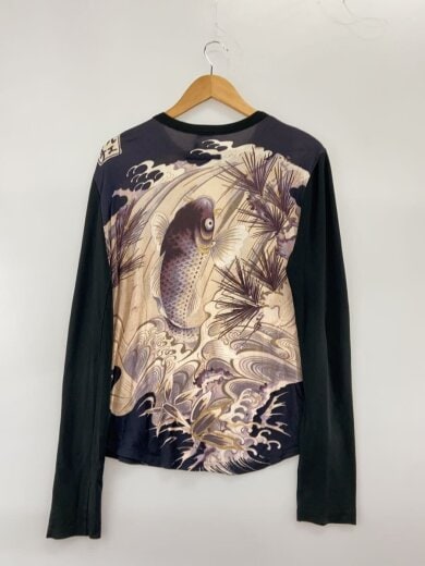 商品画像：和柄/鯉/長袖Tシャツ/--/--/BLK/総柄 2