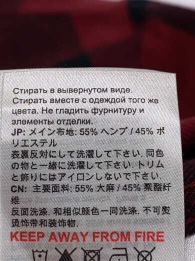 商品画像：長袖シャツ/XXL/ヘンプ/RED/チェック/1015-01430// 4