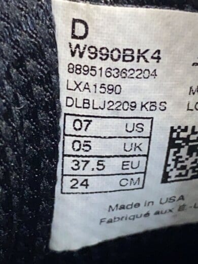 商品画像：ニューバランス/W990/24cm/BLK 5