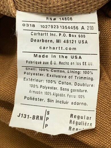 画像：Carharttジャケット/S/コットン/BRW/J131-BRN/ACTIVE JACKET/USA製5