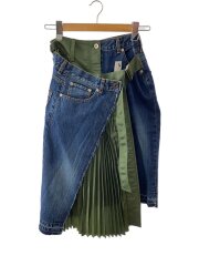 19AW/ドッキングラッププリーツデニムスカート/1/コットン/19-04576