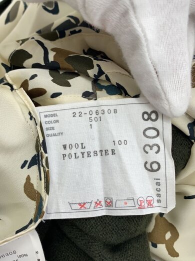 商品画像：22AW/ドッキング長袖ワンピース/1/ウール/KHK/総柄/22-06308 3