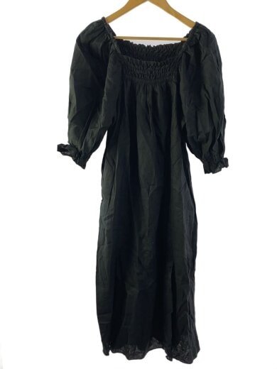 商品画像：半袖ワンピース/--/リネン/BLK/無地/21-040-914-1440-2-0 1