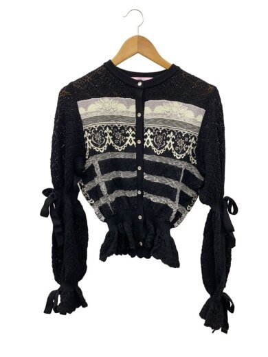 商品画像：amulet JQ CD/カーディガン(薄手)/FREE/ウール/BLK/総柄/rrm19aw-kn02 1