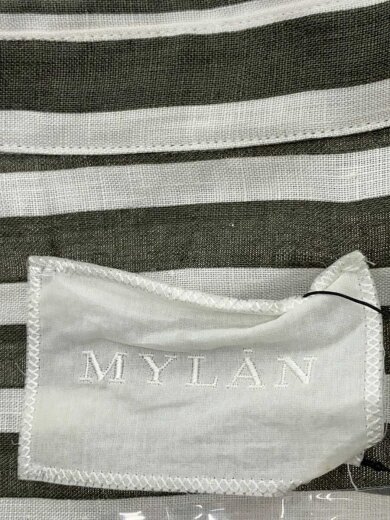 画像：MYLANシャツワンピース/FREE/リネン/KHK/ストライプ/MY22SS-OP0163