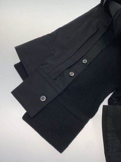 商品画像：OVERSIZED KNIT COMBINATION SHIRT/長袖シャツ/M/コットン/BLK/ST.237 5