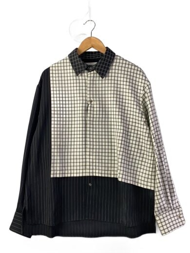 商品画像：Check Asymmetrical Stripe Long /1/ポリエステル/WHT/チェック/25-SS-020// 1
