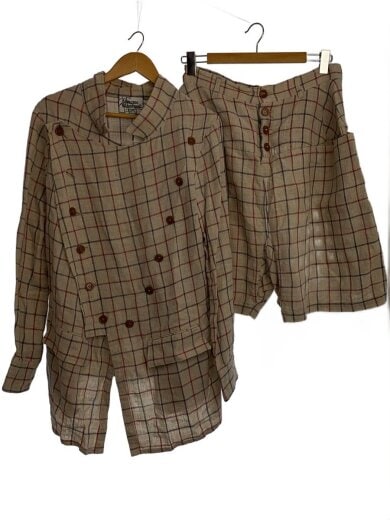 商品画像：セットアップ/44/リネン/BEG/チェック/VW-M1-89892 1