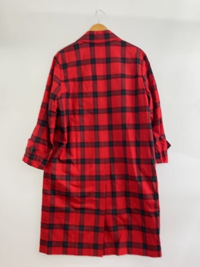 商品画像：ステンカラーコート/L/コットン/レッド/チェック/293066 2
