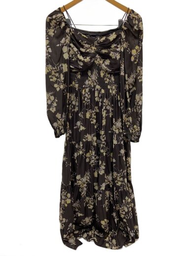 商品画像：長袖ワンピース/1/ポリエステル/BRW/花柄/75715455/シャーリングティアードフラワーワンピ 1