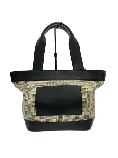 商品画像：トートバッグ/レザー×キャンバス/BLK/チェック 1