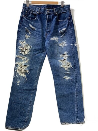 商品画像：CRASHED HARD WASH STRAIGHT DENIM/L/コットン/IDG/HA-022306527 1
