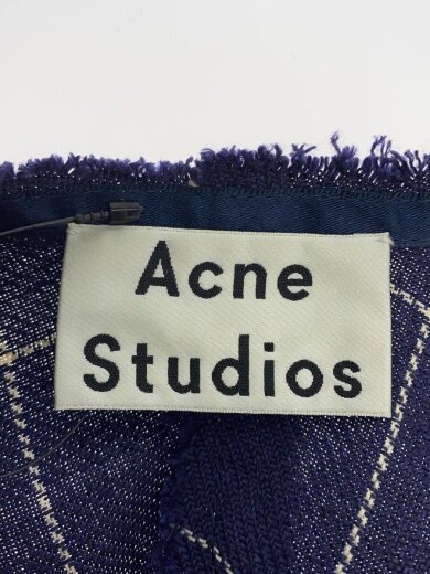 商品画像：I/ノースリーブワンピース/34/リネン/NVY/チェック/カットオフ/シミ有 3