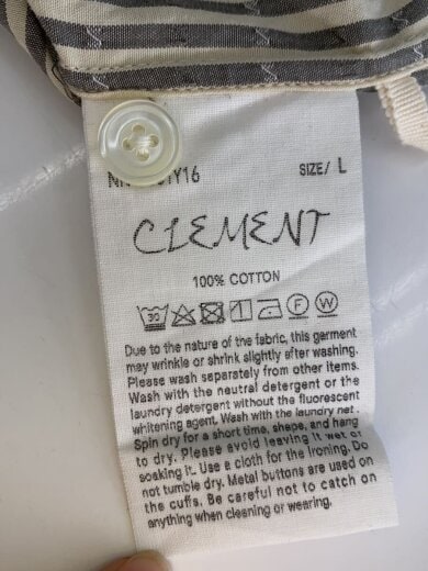 商品画像：CLEMENT/長袖シャツ/L/コットン/WHT/ストライプ/NN-3001Y16 4
