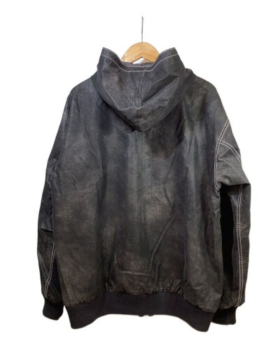 商品画像：24SS/フロントメタルロゴコーティングパーカー/2/レーヨン/BLK/2401100203 2