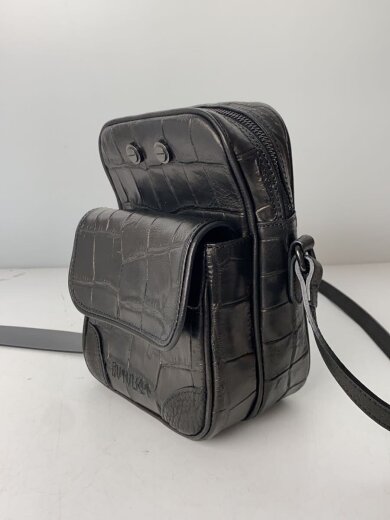 商品画像：SHRINK CROSS BODY BAG/クロコ型押し/ショルダーバッグ/BLK// 2
