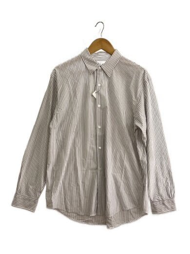 商品画像：長袖シャツ/M/コットン/WHT/ストライプ/km24a-025wn// 1