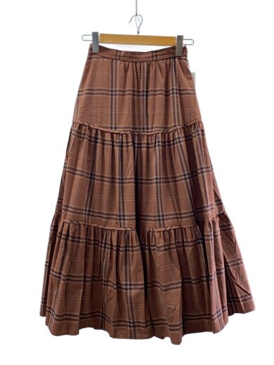 商品画像：checked tiered long skirt/M/レーヨン/BRW/チェック/1253304069// 1