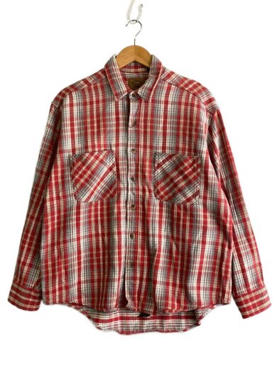 商品画像：90s Heavy Cotton Plaid Flannel Shirt/L/レッド/着用感有 1