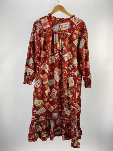 商品画像：長袖ワンピース/one/コットン/RED/総柄 2