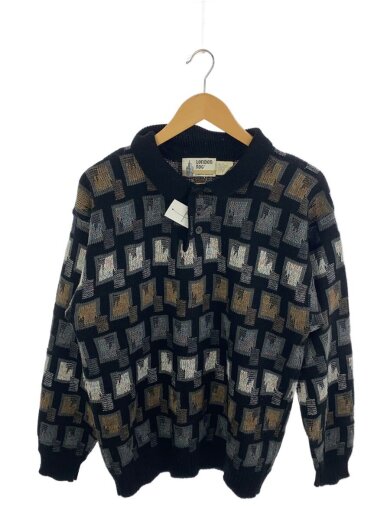 商品画像：USA製/ニット・セーター(厚手)/L/アクリル/BLK/総柄 1