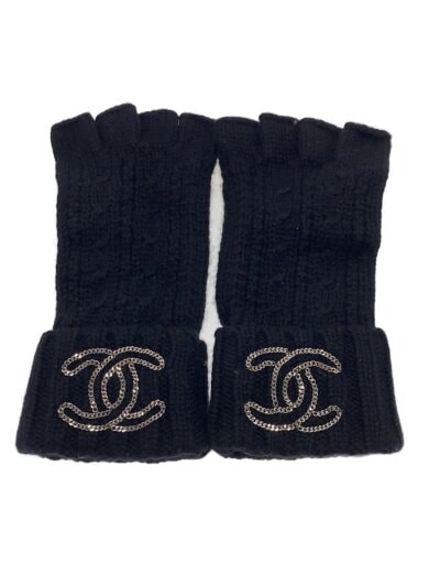 商品画像：ココマーク/チェーンデザイン/手袋/カシミア/BLK/レディース// 1