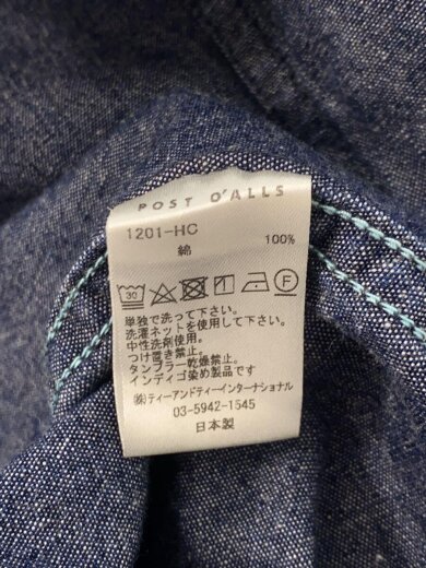 画像：POST OVERALLS長袖シャツ/XL/コットン/IDG/1201-HC//4