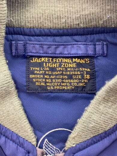 画像：REAL McCoySTYPE L-2A/フライトジャケット/38/ナイロン/アームプリント擦れ・生地状態考慮3