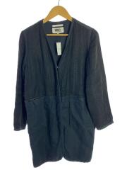 リネンコットン切替/ステンカラーコート/36/コットン/BLK/s32aa0095 s43513