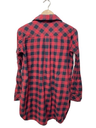 画像：HYSTERIC GLAMOUROO DRUNK TO FUCK ステンカラー チェックロングシャツジャケット/FREE/コットン/RED2