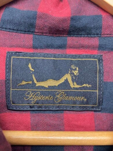 画像：HYSTERIC GLAMOUROO DRUNK TO FUCK ステンカラー チェックロングシャツジャケット/FREE/コットン/RED3