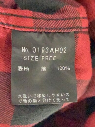 画像：HYSTERIC GLAMOUROO DRUNK TO FUCK ステンカラー チェックロングシャツジャケット/FREE/コットン/RED4